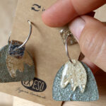 Pendientes Intercambiables, 9 en 1, Plata 925 Y Cds reciclados, brillos y contrastes sutiles con aros. - Image 3