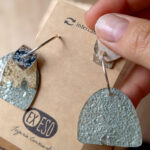 Pendientes Intercambiables, 9 en 1, Plata 925 Y Cds reciclados, brillos y contrastes sutiles con aros. - Image 2