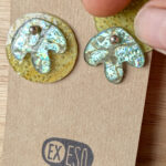 Pendientes versátiles, 4 opciones en 1, Plata 925 y cds reciclados ocre y plateado - Image 4